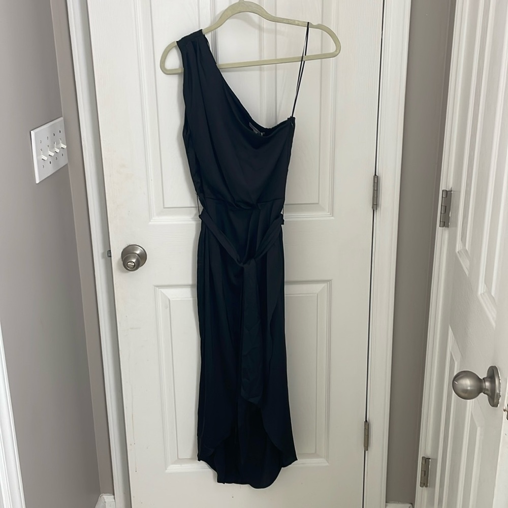 Baltic Born Black One-Shoulder Midi Dress